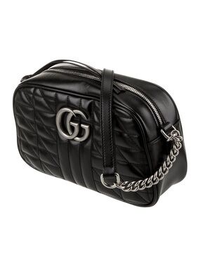 Gucci Black Quilted GG Marmont Crossbody